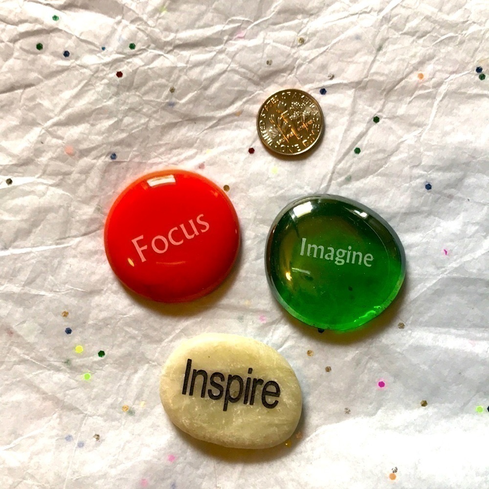 GLASS worry stones-Focus/Inspire/Imagine